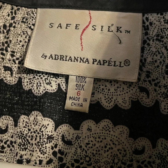 Vintage 80’s Adrianna Papell Floral Geometric 100% Silk Button Up Blouse Size 6 - Picture 5 of 9